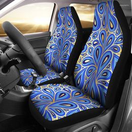 Car Seat Covers Blue Abstract Art Pair 2 Front Protector Accessories