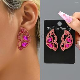 Stud Earrings Shiny Crystal Butterfly For Women Luxury Design Korean Fashion Piercing Ear Jewellery Wholesale Accessories Brincos