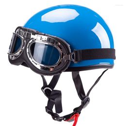 Motorcycle Helmets Helmet Style Blue German Motorbike Open Face Half Chopper Biker Pilot Scooter Cruiser Moto