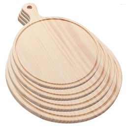 Plates Round Wooden Board Kitchen Pizza Bread Plate Serving Tray With Handle 6inch