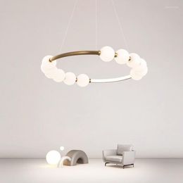 Chandeliers Nordic Fashion Restaurant Chandelier Simple Living Room Study Creative Round Lamp Buddha Beads