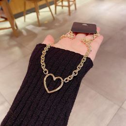 Chains High-end Gold Colour Glossy Metal Thick Chain Necklace Large Heart Pendant Women Gift Jewellery