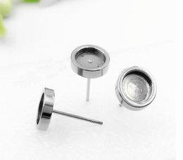 Stainless Steel Stud Earring Cabochon Stones Setting Post Cup Blank Stud Earring Bezel Setting 316 Steel Post7981072