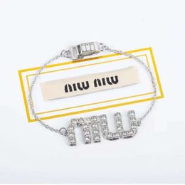 Miao M Family Letter Full Diamond Bracelet Copper Plated Platinum with Double Steel Stamps Luxurious High Grade Female Handwear