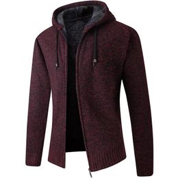 Men's Jackets 2024 Winter Jacket Men Solid Slim Fit zipper Hooded Cardigan s Coat Thick Fleece Wool Warm Outwear Coats 231124