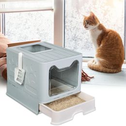 Housebreaking Cat Litter Basin New Style Foldable Antisplashing Cat Litter Potty Pet Toilet With Litter Scoop Cat Supplies