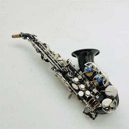 High Quality Soprano Saxophone B Flat Black Plated Professional Musical Instruments With Mouthpiece Accessories Free Shipping