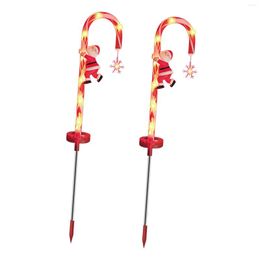 Christmas LED Lamps Decorations Fairy Lights With Ground Stake Candy Cane Solar Operated For Patio Backyard Lawn Walkway