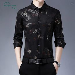 Men's Casual Shirts Spring/autumn Print Smart Slim-fit Shirt Male Turn-down Collar Long Sleeve