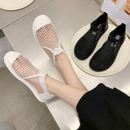 Sandals Sandals Laces Closed Toe Summer Breathable Women's High Heels Set Women's Beige Girl Lace Black Comfortable Flat Bottom Low Fashion