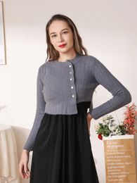 Women's Knits Outerwear V-neck Knitted Ladies Sweaters Tricot Black Crochet Top Clothing Cropped Coat Spring 2023 Cardigan Female Pink