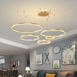 Chandeliers Modern Led Ceiling Chandelier Circular Ring Living Bedroom Dining Room