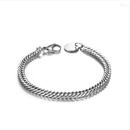 Link Bracelets NANDESI Jewelry High Polished Silver Color Curb Bracelet For Men Women Stainless Steel Fashion Chain Bangle