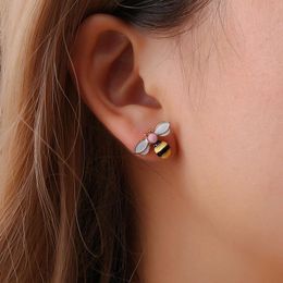 Stud Earrings Korean Little Bee For Women Fashion Colourful Oil Drop Insect 2023 Trend Ear Jewellery Wedding Gift