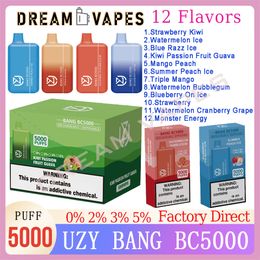 UZY Bang BC5000 Puffs Disposable Vape Pen Type-C Pod 650mAh Rechargeable Battery 12ml Cartridge E Cigarette 12 Flavours In Stock 0% 2% 3% 5%