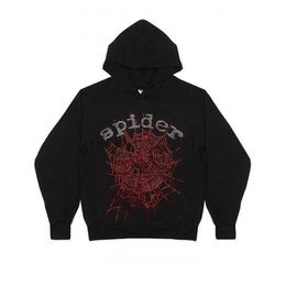 Mens Hoodies Sweatshirts Hip-hop Web Spider rhinestone pattern oversized men pullover aesthetic Y2K Gothic punk sweatshirt Harajuku casual womens hoodie Y23