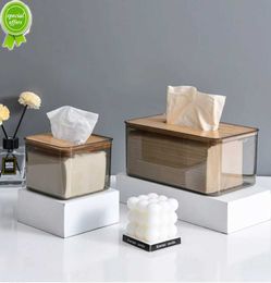 Tissue Box Holder Household Paper Towel Storage Box Bamboo Lid Tissue Storage Container Napkin Box Eco-Friendly Wood Table Decor