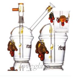 22cm tall Glass water bongs hookahs Heady Dab Oil Rig Glass Beaker Bong Starbuck Cup pipe with 14mm banger