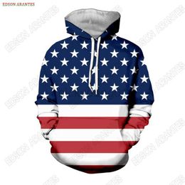 Men's Hoodies Sweatshirts New US Streetwear Fashion American Flag All Over 3DPrint Unisex Tracksuit Pullover Zipper/Hoodies/Sweatshirts/Jacket Custom S-7X Y23