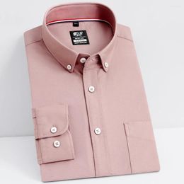 Men's Casual Shirts Cotton Long Sleeve Oxford Front Patch Chest Pocket Regular-fit Button-down Collar Thick Work Tops Shirt