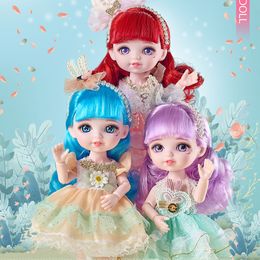 Dolls 24cm Doll 23 Movable Joint Cartoon Face Color Eyeball Makeup Fashion Doll Princess Changeable clothes Girl Toy Gift BJD 1/8 Doll 230426
