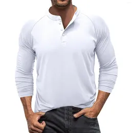 Men's T Shirts Autumn And Winter Henley Shirt Long Sleeve Casual Lightweight Button Cotton Basic Raglan Suede Jacket Men