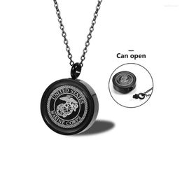 Chains Stainless Steel Black Cremation Urn Military Pendant Necklace Keepsake Ash Navy Jewellery Gift For Him
