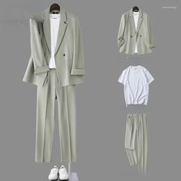 Men's Tracksuits Korean Fashion Streetwear Hip Hop Casual Solid Colour Suit Male Jacket Trousers 2 Piece Set Summer Tracksuit Clothes For Men