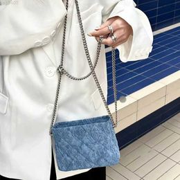 Casual Tote Shop %100 Top Designer Bags Fashionable Women's Bag New Trendy Texture French Style Small Fragrant Denim Diamond Grid Chain Single Shoulder Diagonal Cross