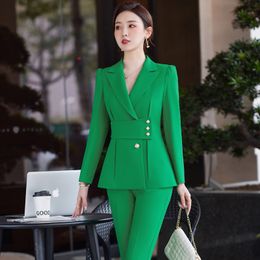 Women's Suits Blazers High Quality Fabric Professional Women Business Suit with Pants and Jackets Coat Pantsuits Blazers Ladies Work Wear Trousers Set 230426