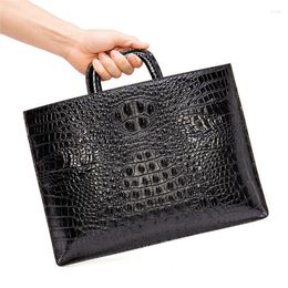 Briefcases Alligator Cow Leather Laptop Bags Genuine Men's Briefcase Brand Crocodile Pattern Travel Messenger Bag