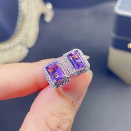 Stud Earrings YULEM Natural Amethyst Ear Studs With Stone Size Of 5X7mm And 925 Sterling Silver For Women Fashionable Daily Jewellery Gifts