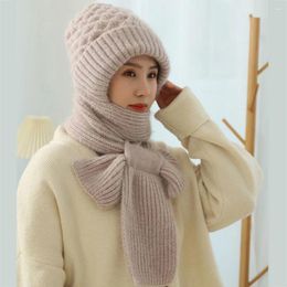 Scarves Women Hat All In One Thickening Ski Beanie Cap Outdoor Windproof Scarf Set Female Plush Warm Hooded Ear Protection