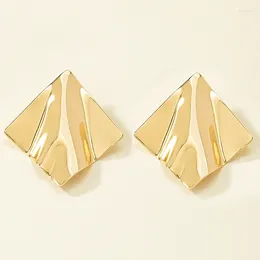 Stud Earrings Geometric Simple Trend Fashion Exaggerate Women Jewelry Gold Color Party Gifts Smooth Exquisite Charm RG0148