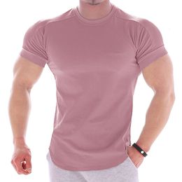 Men's TShirts Casual Solid Short Sleeve Tshirt Men Gym Fitness Sports Cotton Shirt Male Bodybuilding Skinny Tee Tops Summer Training Clothes 230425