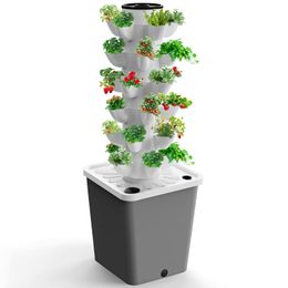 Tower Garden Hydroponic Growing System,30-Plant Vertical Garden Planter,Indoor Garden Kit Including 3Pcs Grow Bags,Water Pump