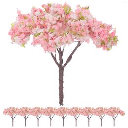 Decorative Flowers 10 Pcs Miniature Cherry Blossom Tree Trees Decorate Garden Decoration Scene Accessory Model Plastic