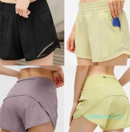 Womens Yoga Shorts Hotty Hot Pants Pocket Quick Dry Speed Up Gym Clothes Sport Outfit Breathable Fitness High Elastic Waist