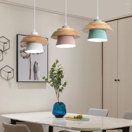 Pendant Lamps LED Lamp Modern Restaurant Nordic Hanging Lighting For Home Living Dining Room Kitchen Wood Decoration Light