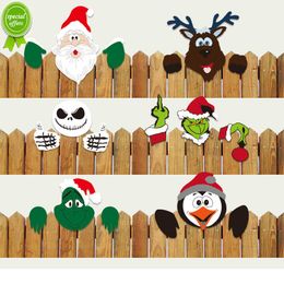 Christmas Decoration Door Frame Santa Claus Elk Wooden Decor Xmas Pendants Merry Christmas Decoration Stickers 2023 For Home