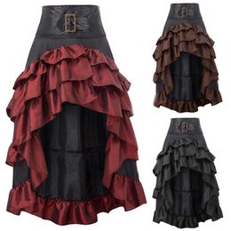 Dresses Dress Skirts Victorian Asymmetrical Ruffled Trim Gothic Long Skirts Women Corset Skirt Vintage Steampunk Showgirl Party