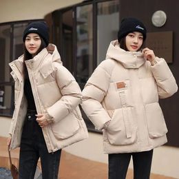 Women's Down Parkas Lucyever Winter Cotton Parka 2023 Fashion Hooded Loose Padded Coat Female Korean Thick Warm Puffy Jackets 231124