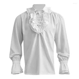 Men's Casual Shirts Medieval Shirt Steampunk & Blouses Pirate Vampire Cosplay Victorian Clothing Gothic Blouse Halloween Costume