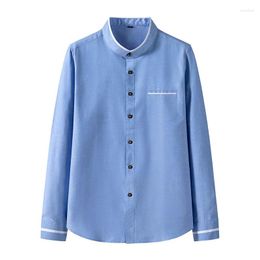 Men's Casual Shirts 2023 Autumn/Winter Standing Collar Shirt Wear Non Iron Long Sleeve Slim Fit Business Oxford Textile