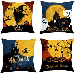 Pillow 45x45cm Halloween Cover Pumpkin Bat Wizard Ghost Decor For Home Pillowcase Ornament Scary Party Supplies