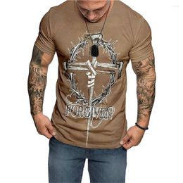 Men's T Shirts Man Summer T-Shirt Oversized Male Casual 3d Printed Cross Tee Tops Everyday O-Neck Clothing Short Sleeve Tshirts