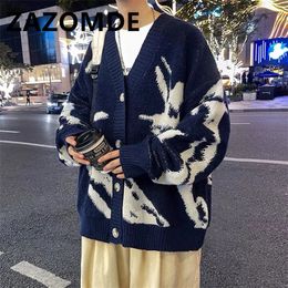 Men's Sweaters ZAZOMDE Harajuku Oversized Sweater Japan Style Streetwear Korean Fashion Cardigan Jumper For Men Knitted Coat 231124