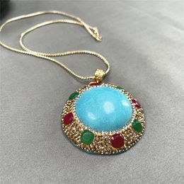 Pendant Necklaces Color Preservation Blue Turquoise Short Ladies Necklace Simple Elegant Classic Timeless Fashion Explosive Jewelry