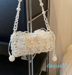 Mini Handbags Handmade Beading Clutch Purse Retro Pearl Exquisite Elegant Shiny Banquet Party Bag