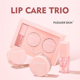 Pudaier Make Up Set Exfoliating Lip Scrub Moisturising Hydrating Smooth Mask Oil Skin Lipstick Lipgloss